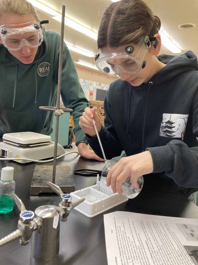 Students in a science lab, a key part of the admissions process.
